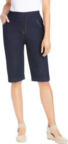 Woman Within Plus Size Pull-On Flex Elastic-Waist Stretch Denim Jeans Shorts in Saudi Arabia