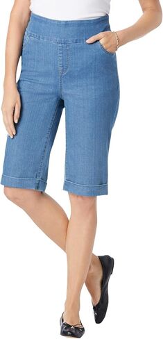 Woman Within Plus Size Pull-On Flex Elastic-Waist Stretch Denim Jeans Shorts in Saudi Arabia