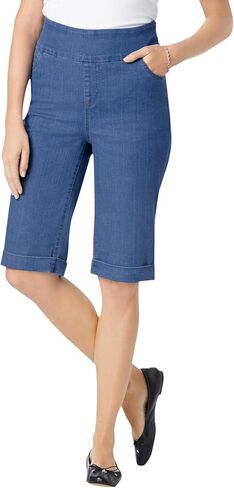 Woman Within Plus Size Pull-On Flex Elastic-Waist Stretch Denim Jeans Shorts in Saudi Arabia