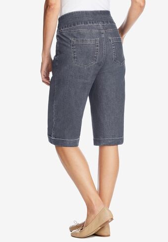 Woman Within Plus Size Pull-On Flex Elastic-Waist Stretch Denim Jeans Shorts in Saudi Arabia