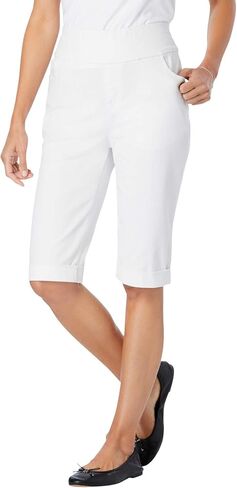 Woman Within Plus Size Pull-On Flex Elastic-Waist Stretch Denim Jeans Shorts in Saudi Arabia