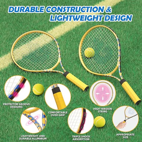 Kids Tennis Rackets 2 Pack with Tennis Trainer Rebound Balls, Size 19" & 21" Tennis Training Equipment for Parent-child activities, Portable Beginners junior Youth Tennis Practice Kit for Boy Girl in Saudi Arabia