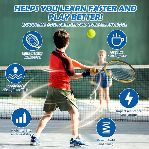 Kids Tennis Rackets 2 Pack with Tennis Trainer Rebound Balls, Size 19" & 21" Tennis Training Equipment for Parent-child activities, Portable Beginners junior Youth Tennis Practice Kit for Boy Girl in Saudi Arabia