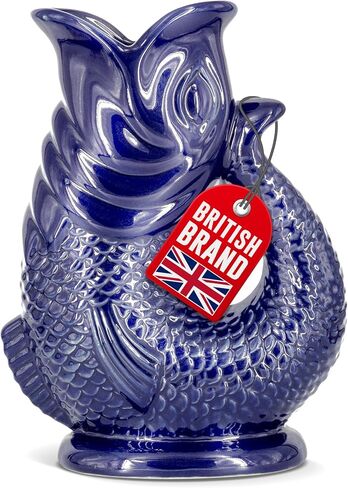 Gurgle Glug Jug The Bubble Jug® Dark Cobalt Blue 50 fl oz 1.5L Litre Extra Large Pitcher - Fish Shaped Jug - Decorative Ceramic Glugging Cocktail, Water and Gin Vase and Gurgling Carafe Pot in Saudi Arabia