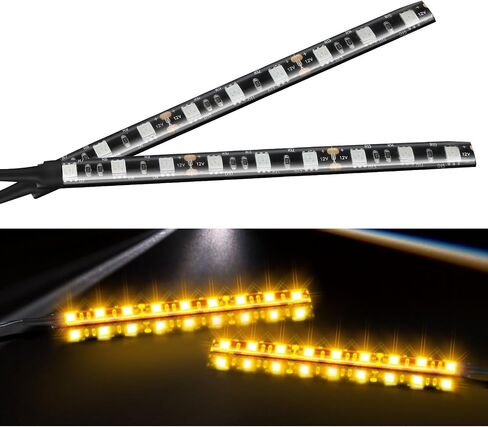 2PCS Waterproof Flexible Amber Led Light Strip, 12V 9-5050-SMD Led Strip for Motorcycle Turn Signal Backup License Plate, Universal Yellow Light Strip for Motorcycle ATV UTV in Saudi Arabia