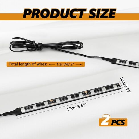 2PCS Waterproof Flexible Amber Led Light Strip, 12V 9-5050-SMD Led Strip for Motorcycle Turn Signal Backup License Plate, Universal Yellow Light Strip for Motorcycle ATV UTV in Saudi Arabia