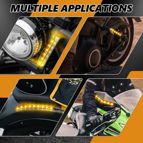 2PCS Waterproof Flexible Amber Led Light Strip, 12V 9-5050-SMD Led Strip for Motorcycle Turn Signal Backup License Plate, Universal Yellow Light Strip for Motorcycle ATV UTV in Saudi Arabia
