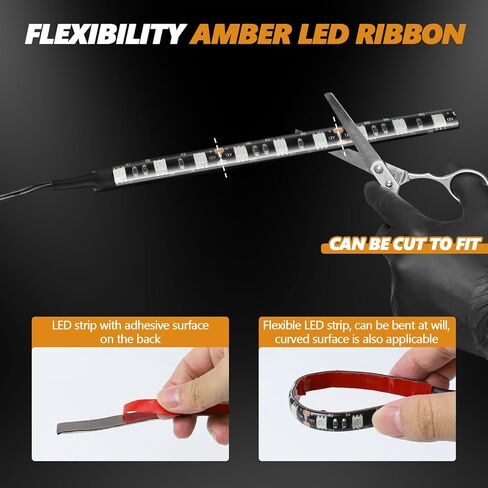 2PCS Waterproof Flexible Amber Led Light Strip, 12V 9-5050-SMD Led Strip for Motorcycle Turn Signal Backup License Plate, Universal Yellow Light Strip for Motorcycle ATV UTV in Saudi Arabia