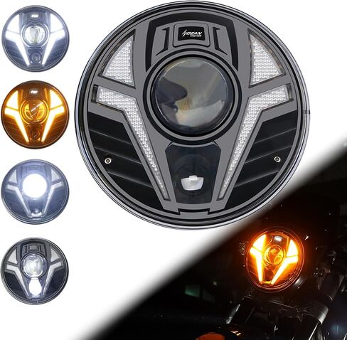 7 بوصة مستديرة تنين العين LED LED HEARLIGT 7 "دراجة نارية أبيض DRL رأس الضوء الإشارات العنبر المتكاملة مع الليزر للدراجات النارية in Kuwait