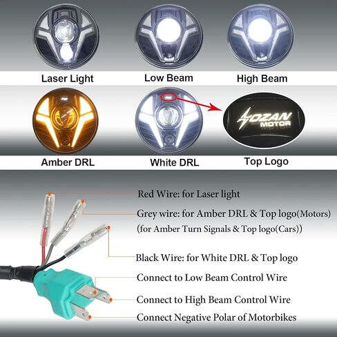 7 بوصة مستديرة تنين العين LED LED HEARLIGT 7 "دراجة نارية أبيض DRL رأس الضوء الإشارات العنبر المتكاملة مع الليزر للدراجات النارية in Kuwait