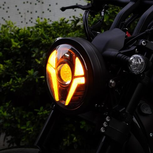 7 بوصة مستديرة تنين العين LED LED HEARLIGT 7 "دراجة نارية أبيض DRL رأس الضوء الإشارات العنبر المتكاملة مع الليزر للدراجات النارية in Kuwait