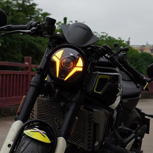 7 بوصة مستديرة تنين العين LED LED HEARLIGT 7 "دراجة نارية أبيض DRL رأس الضوء الإشارات العنبر المتكاملة مع الليزر للدراجات النارية in Kuwait