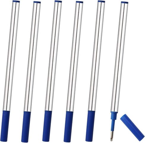 6 Pcs Blue Ink Pen Refills,0.7 mm Medium Point 4.37 inch Length Replaceable Refills Metal Gel Ink Refill Rolling for Retractable Ballpoint Pens Office School (Blue) in Saudi Arabia