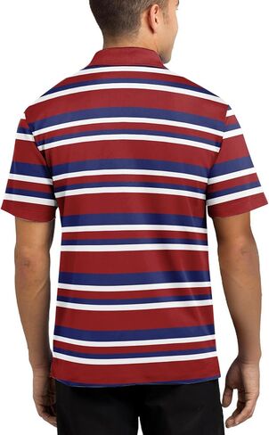 3 Pack Mens Striped Golf Shirt Moisture Wicking Quick-Dry Short Sleeve Casual Print Collared Golf Polo Shirts in Saudi Arabia