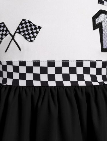 Kids Girls 1st 2nd Birthday Race Car Driver Costume Flutter Sleeve Ruffle Dress Racer Costume in Kuwait