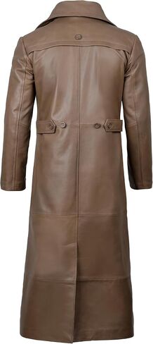 fjackets Leather Long Coat Men Full Length Peacoat Mens - Real Lambskin Leather Trench Coats For Men in Kuwait