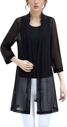 سترة نسائية من FindThy بأكمام طويلة شفافة مفتوحة من الأمام وغطاء للصيف من الدانتيل كيمونو in Kuwait