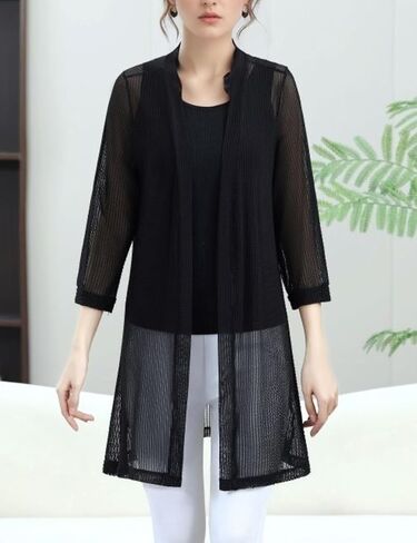 سترة نسائية من FindThy بأكمام طويلة شفافة مفتوحة من الأمام وغطاء للصيف من الدانتيل كيمونو in Kuwait