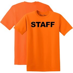 PINE & LAUREL Unisex 'Staff' Classic Fit Tee - Bright Safety Orange w/Black Print in Saudi Arabia