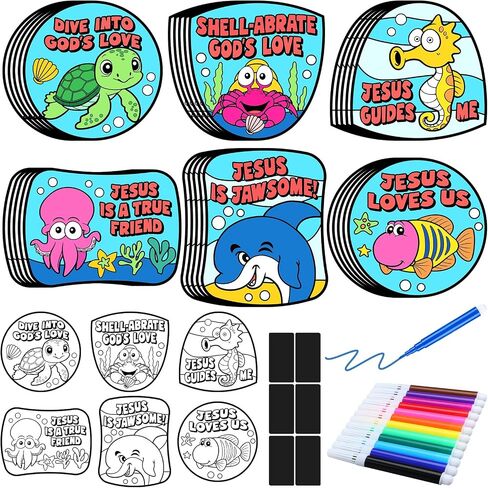 30 Sets Cross Crafts Color Your Own Jesus Loves Me Magnet for Kids DIY Christian Religious Coloring Cross Craft Ornaments for Sunday School Gift Party Supplies School Art Fun Home Activities in Saudi Arabia