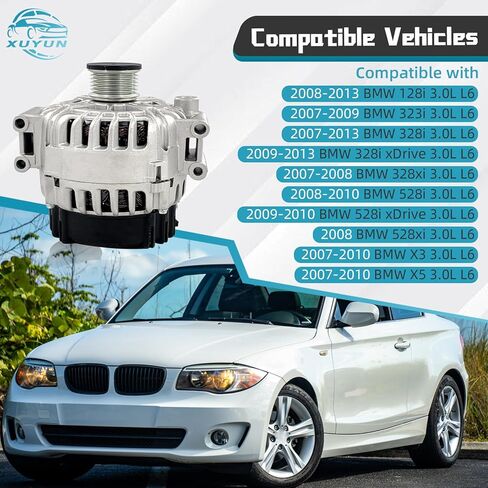 12317605061 المولد متوافق مع 14-16BMW 228i، 13-18 320i، 328i، 428i xDrive، 528i، X1، X3، Z4، L4 2.0L، 12V 210Amp، استبدال 12317605479 14204 116442 1042106400 104210-6400 104210-6401 in Kuwait