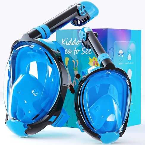 Greatever G2 Adults Kids Full Face Snorkel Mask 2 Pcs,Snorkeling Gear with Latest Dry Top System,Foldable 180 Degree Panoramic View,Safe Breathing,Anti-Leak&Anti-Fog Snorkeling Mask with Camera Mount in Saudi Arabia