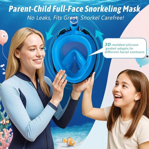 Greatever G2 Adults Kids Full Face Snorkel Mask 2 Pcs,Snorkeling Gear with Latest Dry Top System,Foldable 180 Degree Panoramic View,Safe Breathing,Anti-Leak&Anti-Fog Snorkeling Mask with Camera Mount in Saudi Arabia