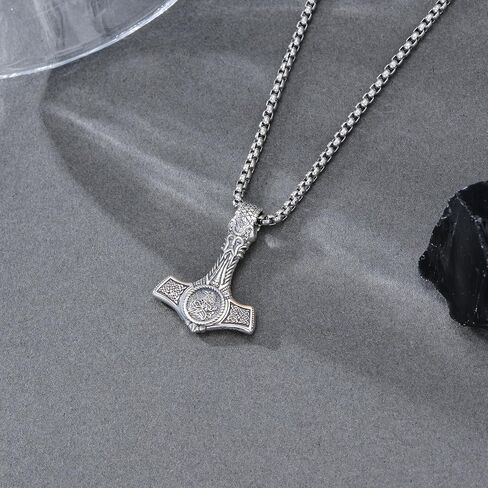 Thors Hammer Necklace Sterling Silver Celtic Knot Wolf Necklace Viking Mjolnir Pendant Jewelry for Men Women in Kuwait