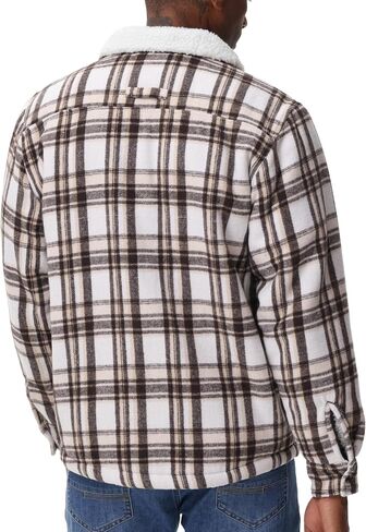 Zity Mens Flannel Jacket Lapel zip up fleece fleece plaid sherpa coated coat in Saudi Arabia