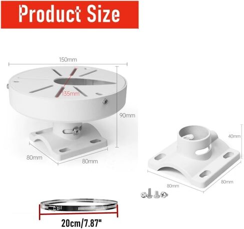 حامل عمود كاميرا CCTV للكاميرا القبة، محول صندوق وصلات تثبيت الكاميرا على شكل قبة عالمي متوافق مع كاميرا Duahua IP Arlo لوحة شمسية صندوق كهربائي للكاميرا الخارجية/الداخلية in Kuwait
