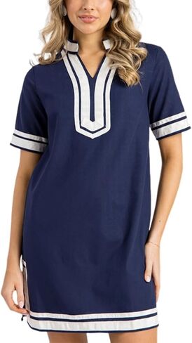 فستان Qibabu Linen for Women Color Block Coverup Toverup Dress Dress Dress مع جيوب in Kuwait