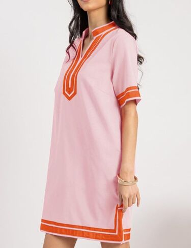 فستان Qibabu Linen for Women Color Block Coverup Toverup Dress Dress Dress مع جيوب in Kuwait