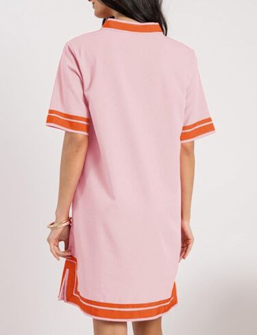 فستان Qibabu Linen for Women Color Block Coverup Toverup Dress Dress Dress مع جيوب in Kuwait