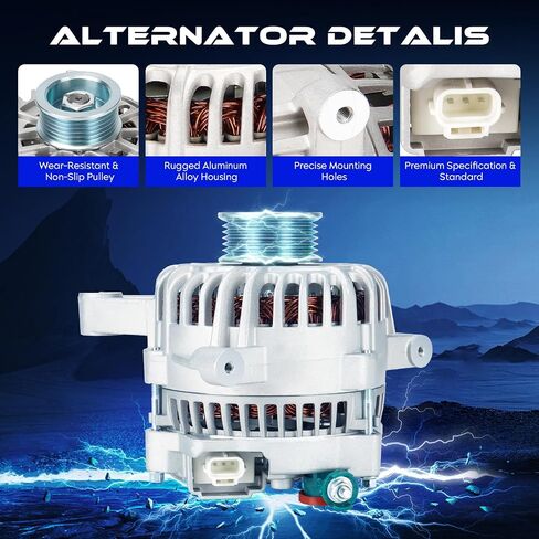 Alternator New Fit for Ford for F150 V8 4.6L 5.4L 2004-2008, for F150 Heritage 2004, for Expedition 5.4L 2005-2006, Fit for Lincoln Mark LT 5.4L 2006-2008, Navigator 2005-2006 5.4L V8, 8318 110A in Saudi Arabia