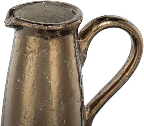 إبريق Terracotta مع التزجيج البني ذو اللونين وشراء معدني ، ديكور المنزل ، 7 "× 5" × 11 "، سيينا براون in Kuwait