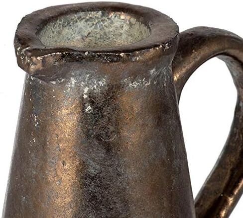 إبريق Terracotta مع التزجيج البني ذو اللونين وشراء معدني ، ديكور المنزل ، 7 "× 5" × 11 "، سيينا براون in Kuwait