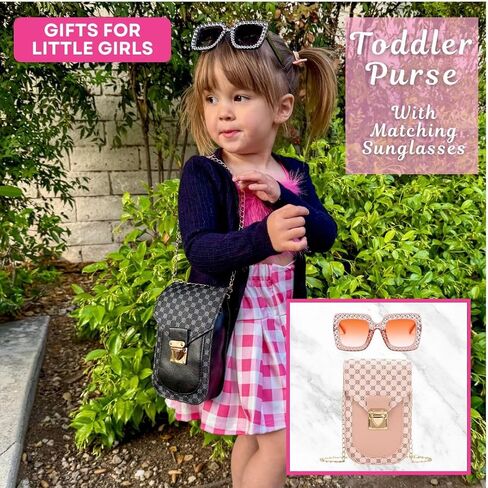 Little Girls Purse with Sunglasses & Gift Box | Toddler Purse Kids Purse for 3 4 5 6 7 Year Old (05-Black) in Saudi Arabia