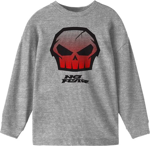No Fear Cracked Skull Crew Neck Long Sleeve Youth Athletic Heather Tee in Saudi Arabia