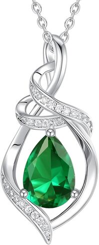 قلادة الأحجار الكريمة للدموع للنساء للنساء S925 STERLING SIVAL SILLANT الأنيقة هدايا عيد ميلاد لها ، 16 "+2" بوصة in Kuwait