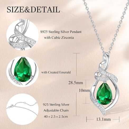 قلادة الأحجار الكريمة للدموع للنساء للنساء S925 STERLING SIVAL SILLANT الأنيقة هدايا عيد ميلاد لها ، 16 "+2" بوصة in Kuwait