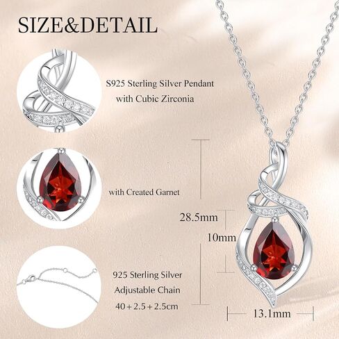 قلادة الأحجار الكريمة للدموع للنساء للنساء S925 STERLING SIVAL SILLANT الأنيقة هدايا عيد ميلاد لها ، 16 "+2" بوصة in Saudi Arabia