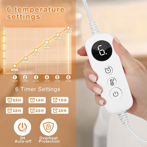 Large Heating Pad for Neck Pain Relief Electric Heating pad for Back Cramps, 6 Heat Settings Timers Auto Off Birthday Present for Women ETl Certified Large in Saudi Arabia