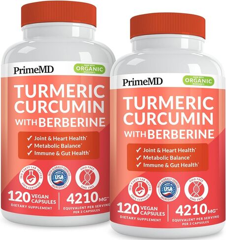 5-in-1 Turmeric Curcumin Supplement (4210mg) with Berberine, & Ceylon Cinnamon - Organic Turmeric Curcumin with Black Pepper and Ginger Supplements for Joint, Heart, Gut, & Metabolic Support (120 ct) in Saudi Arabia