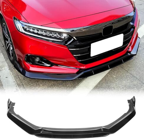 FREEMOTOR802 Front Bumper Lip Splitter Air Dam Chin Spoiler, Fits 2021-2022 Honda Accord, IKON V2 Style Gloss Black PP 4PCS Underbody Front Lip Spoiler Lower Guard Protector in Saudi Arabia