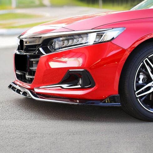 FREEMOTOR802 Front Bumper Lip Splitter Air Dam Chin Spoiler, Fits 2021-2022 Honda Accord, IKON V2 Style Gloss Black PP 4PCS Underbody Front Lip Spoiler Lower Guard Protector in Saudi Arabia