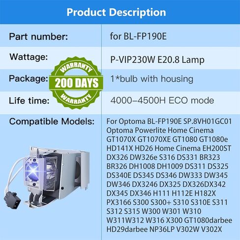 مناسب لمصباح العرض البديل ELPLP68 V13H010L68 للسينما المنزلية Epson PowerLite HC3010 HC3010E HC3020 HC3020E EH-TW5810C TW5900 TW5910 TW5910W TW6000 TW6000W TW6100 TW6510C in Kuwait