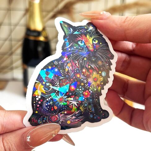 (3Pcs) Dean Russo Cat Funky Colors Glow Vinyl Bumper Decal Sticker, Dean Russo Sticker, Cat Bumper Stickers, Color Cat Decal- Stickers for Laptop Water Bottle Phone Car Window Helmet 3" (DR Cat 1) in Kuwait