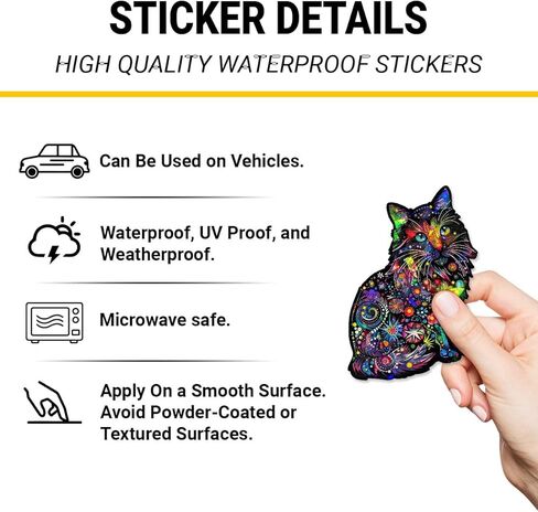 (3Pcs) Dean Russo Cat Funky Colors Glow Vinyl Bumper Decal Sticker, Dean Russo Sticker, Cat Bumper Stickers, Color Cat Decal- Stickers for Laptop Water Bottle Phone Car Window Helmet 3" (DR Cat 1) in Kuwait