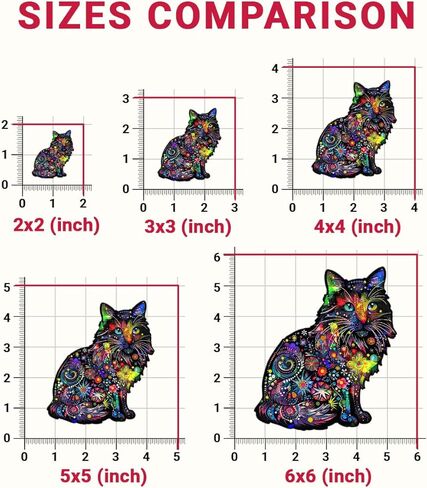 (3Pcs) Dean Russo Cat Funky Colors Glow Vinyl Bumper Decal Sticker, Dean Russo Sticker, Cat Bumper Stickers, Color Cat Decal- Stickers for Laptop Water Bottle Phone Car Window Helmet 3" (DR Cat 1) in Kuwait