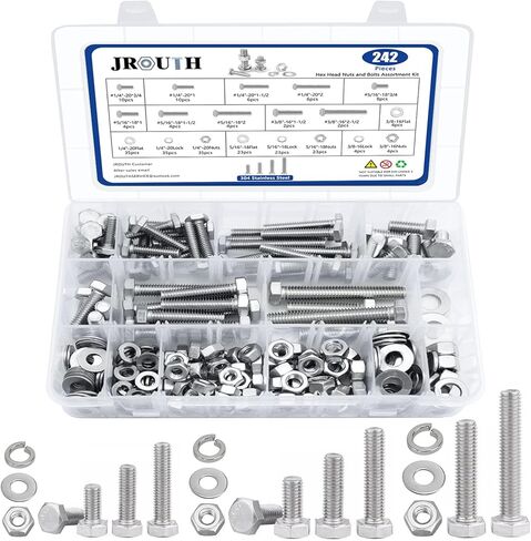 240 Pcs M6-1.0 M8-1.25 Flange Hex Head Bolts Nuts Washers Kit, 304 stainless steel Metric Flanged Hex Screws, M6 X 12-30mm and M8 X 16-30mm Fully Threaded in Saudi Arabia